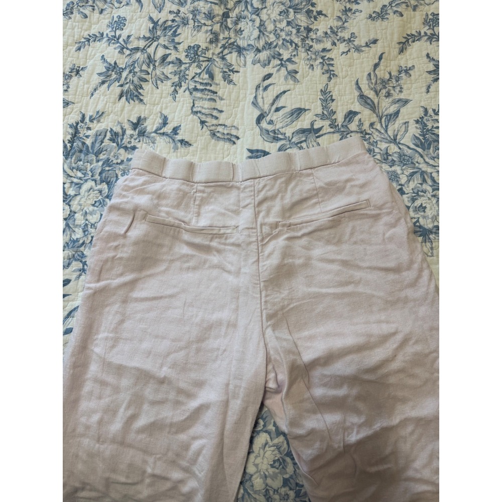 Abercrombie & Fitch Curve Love Light Pink Linen Blend Wide Leg Pants Size 28 6R - Picture 6 of 11